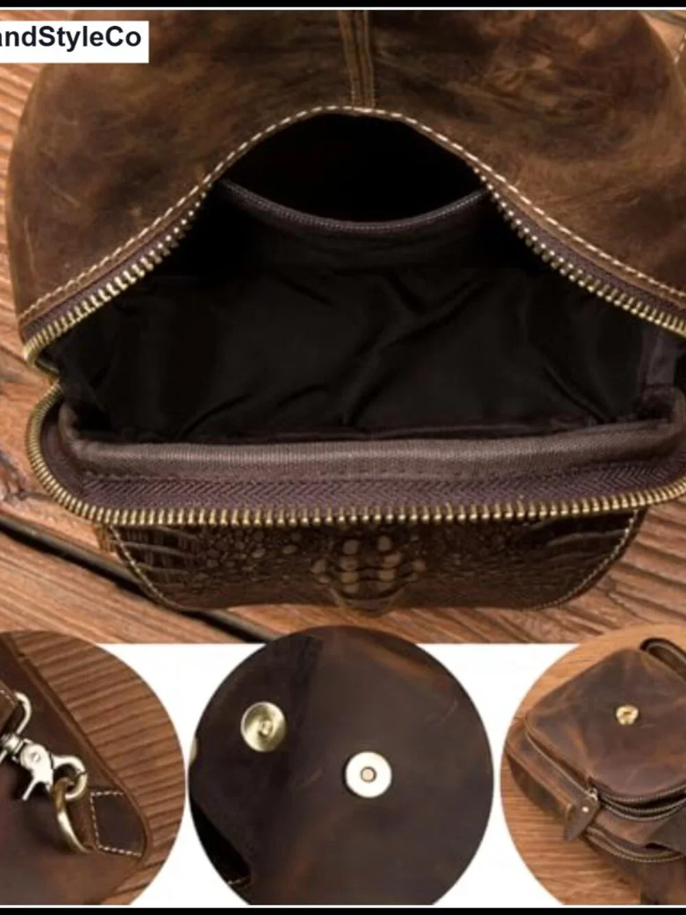 Genuine Leather Sling Bag Men Women Crossbody Chest Backpack Shoulder Casual